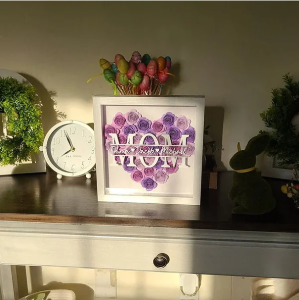 Mom We Love You - Personalized Flower Shadow Box