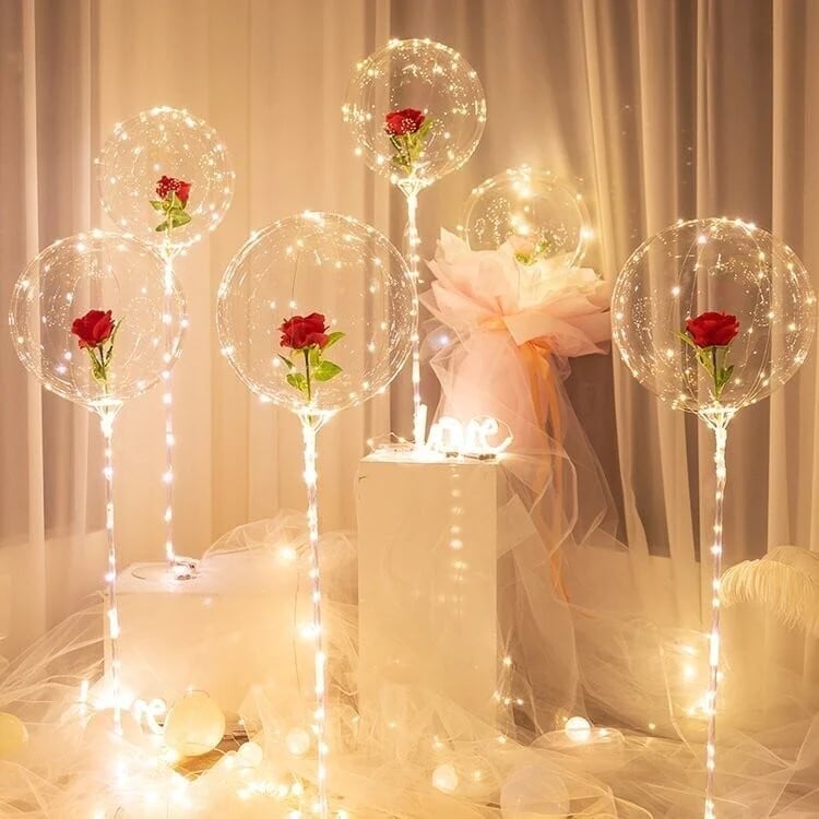 💕2024 Valentine's Day Hot Sale 🎈LED Luminous Balloon Rose Bouquet-( Buy 4 Free Shipping)