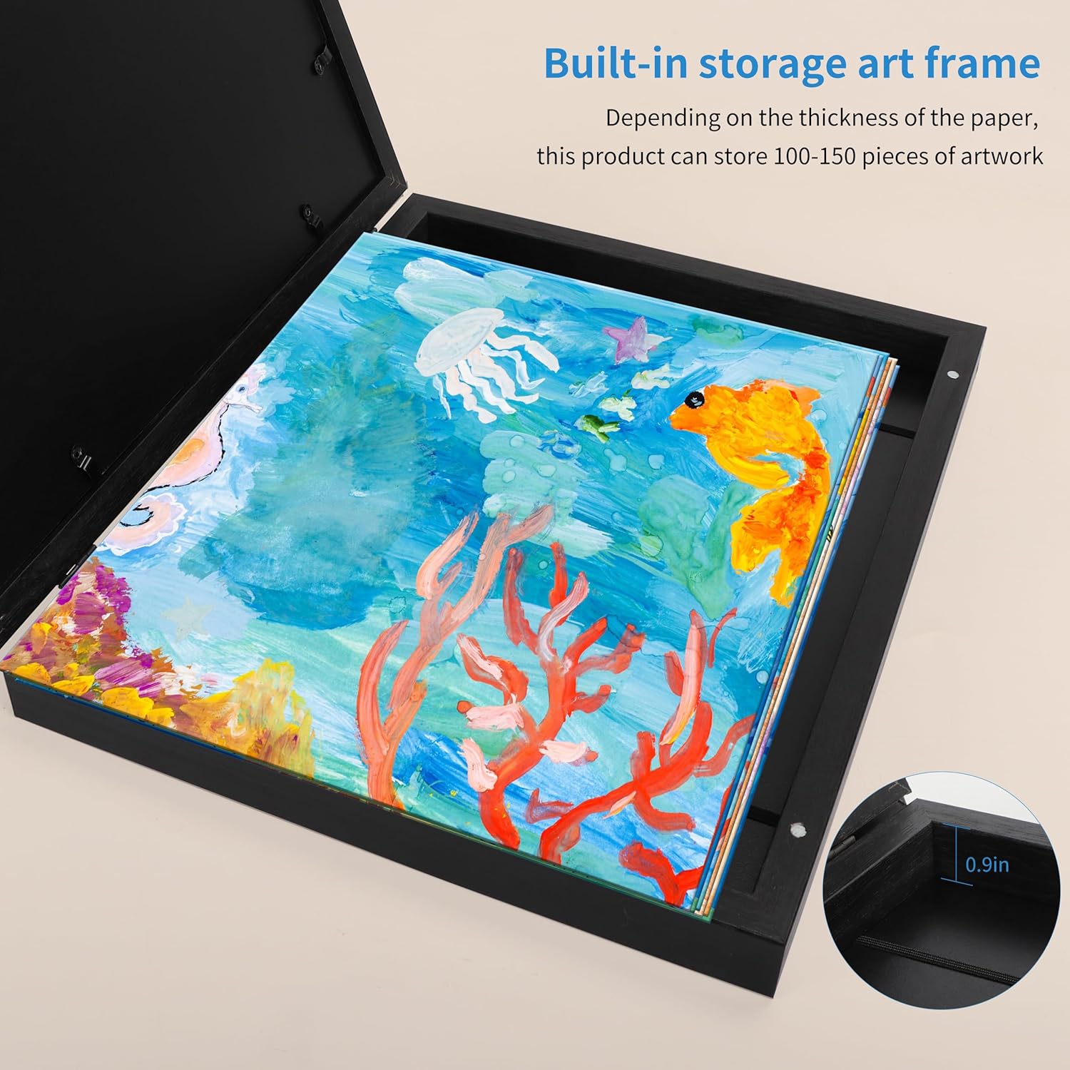 Kids Art Frame Wood 1 set 8.5x11 with Mat