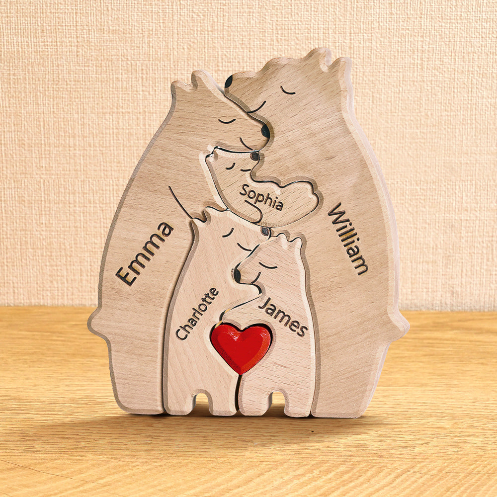 Custom Names Wooden Bears Family Puzzle Home Decor Gifts