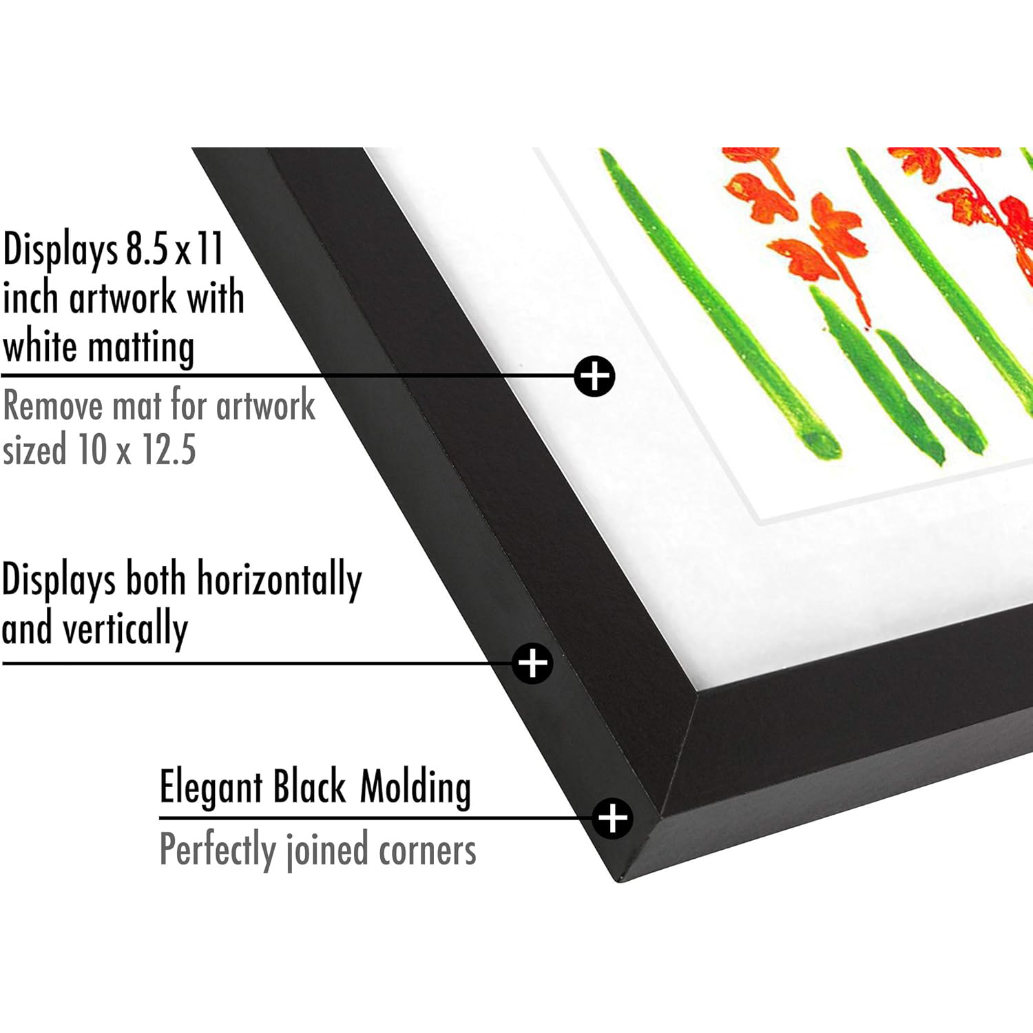 🎨10x12.5 Kids Art Frame - Use as 8.5x11 Frame with Mat or 10x12.5 Frame Without Mat - Holds 150 Artworks