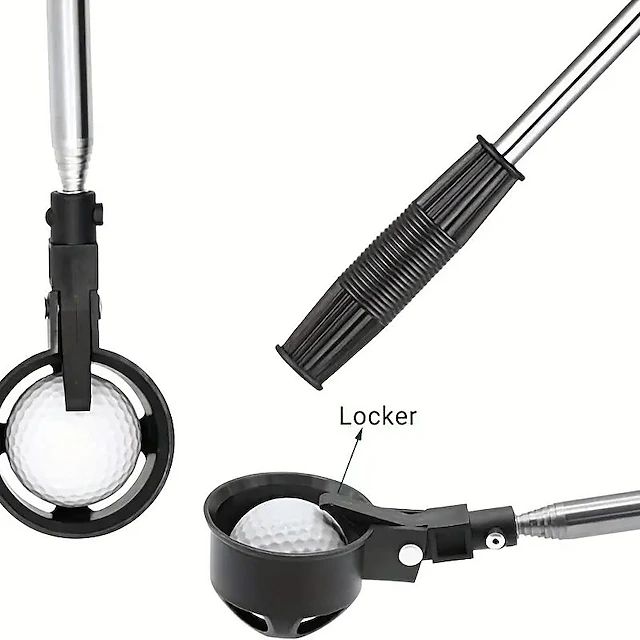 Golf Ball Retriever,Stainless Ball Retriever Tool Golf with Replaceable Release-Ready Ball Pick-Up Head,Golf Accessories Gift for Men Women