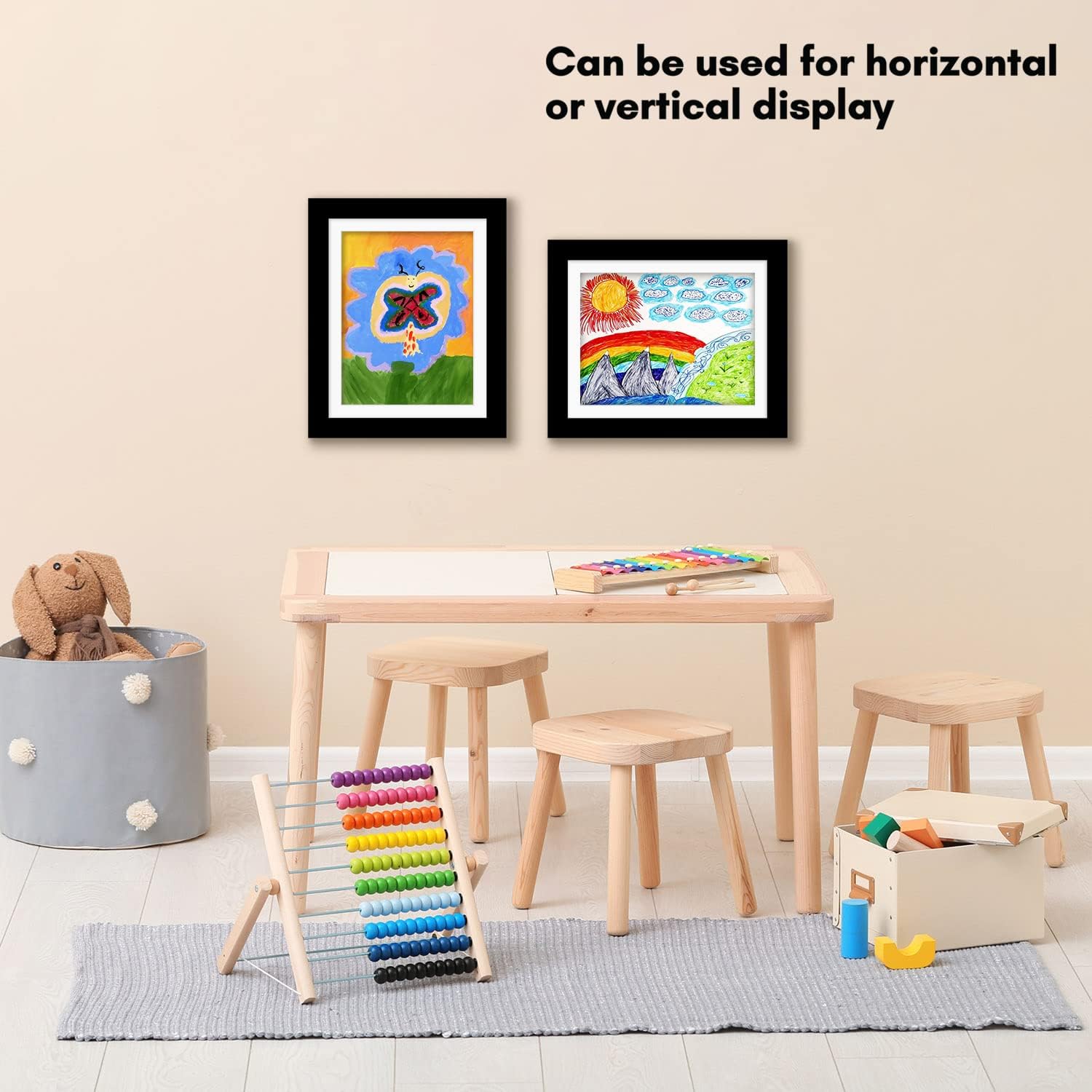 🎨10x12.5 Kids Art Frame - Use as 8.5x11 Frame with Mat or 10x12.5 Frame Without Mat - Holds 150 Artworks