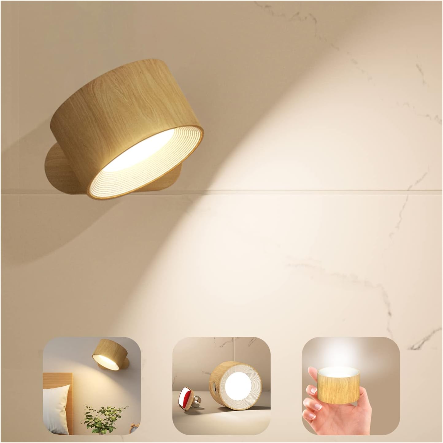 LED Reading Lights, Wall Mounted Sconces with 3 Color Temperatures & 3 Brightness Levels 