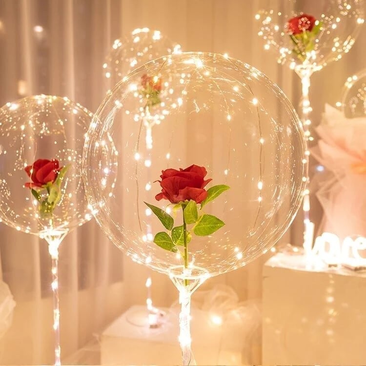 💕2024 Valentine's Day Hot Sale 🎈LED Luminous Balloon Rose Bouquet-( Buy 4 Free Shipping)