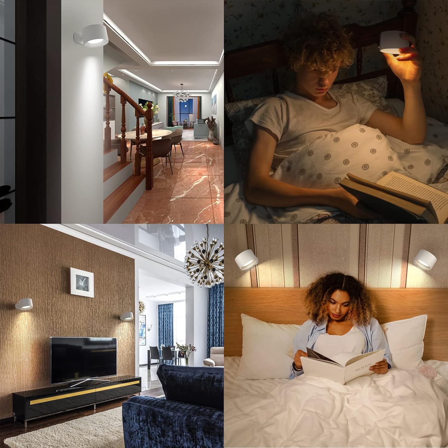 LED Reading Lights, Wall Mounted Sconces with 3 Color Temperatures & 3 Brightness Levels 