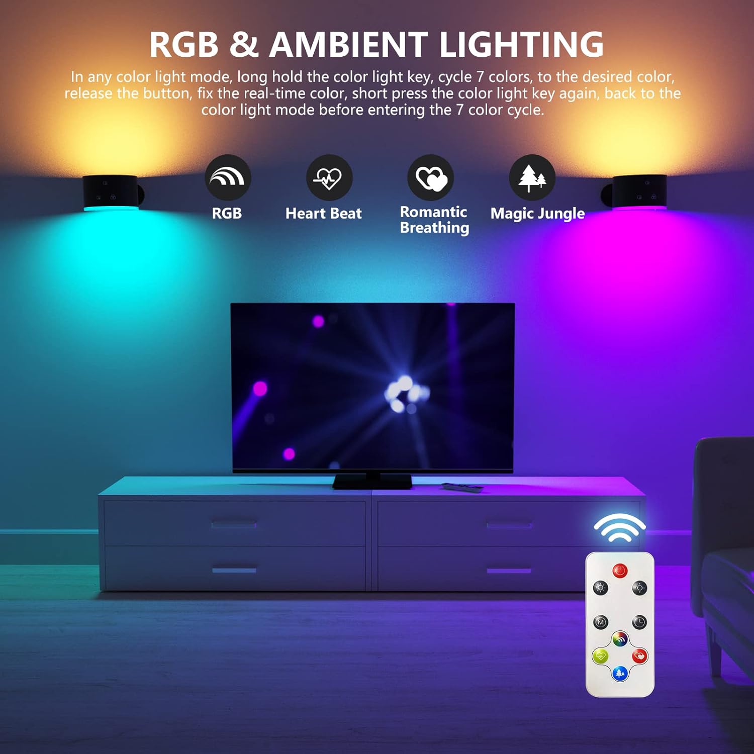 LED Reading Lights, Wall Mounted Sconces with 3 Color Temperatures & 3 Brightness Levels 