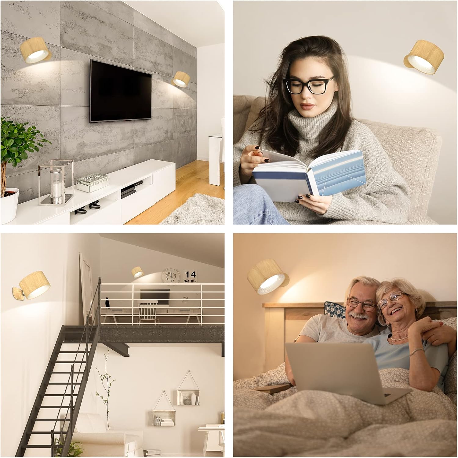 LED Reading Lights, Wall Mounted Sconces with 3 Color Temperatures & 3 Brightness Levels 