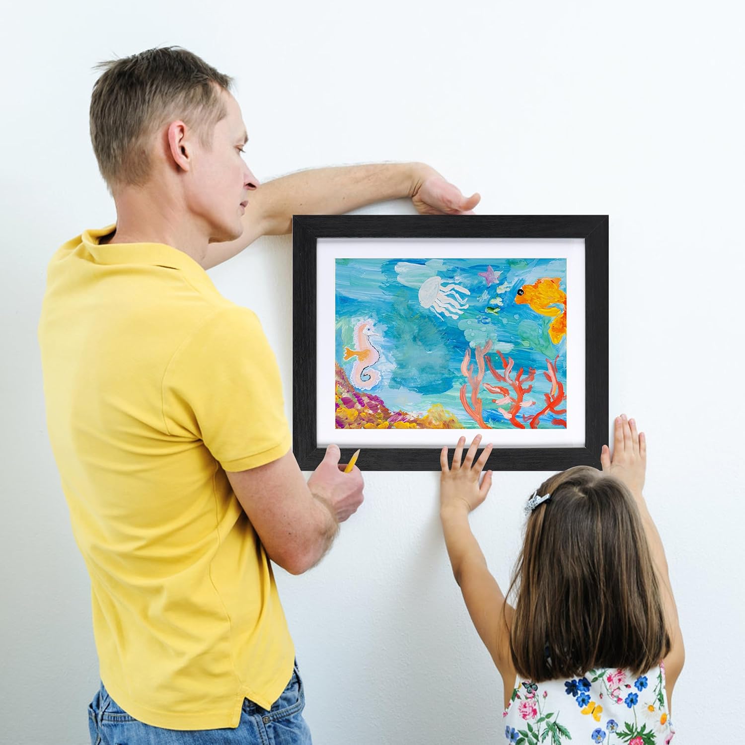 Kids Art Frame Wood 1 set 8.5x11 with Mat