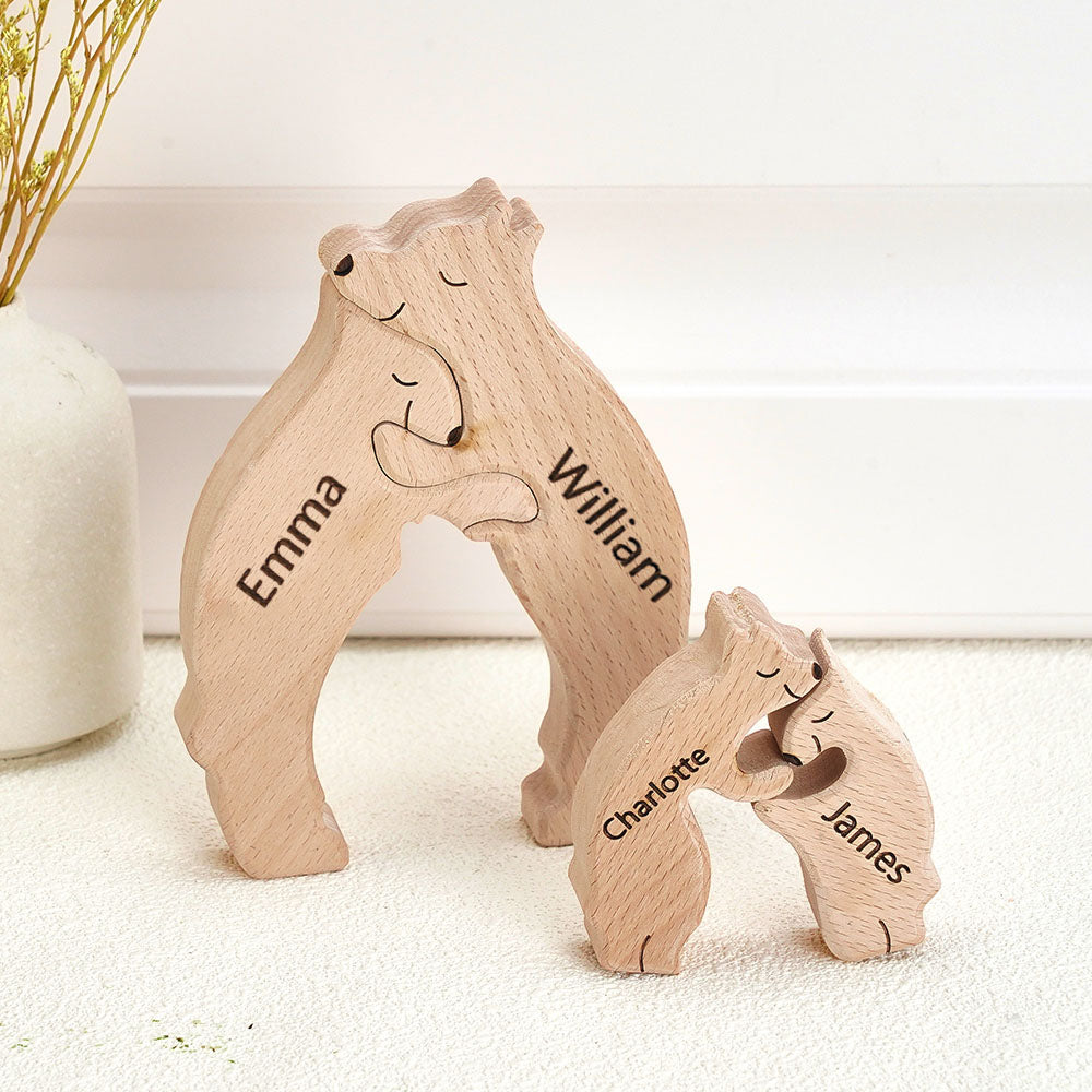 Custom Names Wooden Bears Family Puzzle Home Decor Gifts