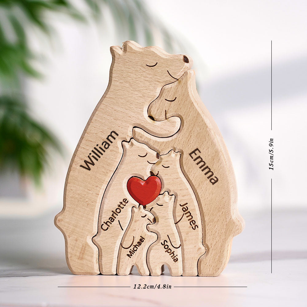 Custom Names Wooden Bears Family Puzzle Home Decor Gifts