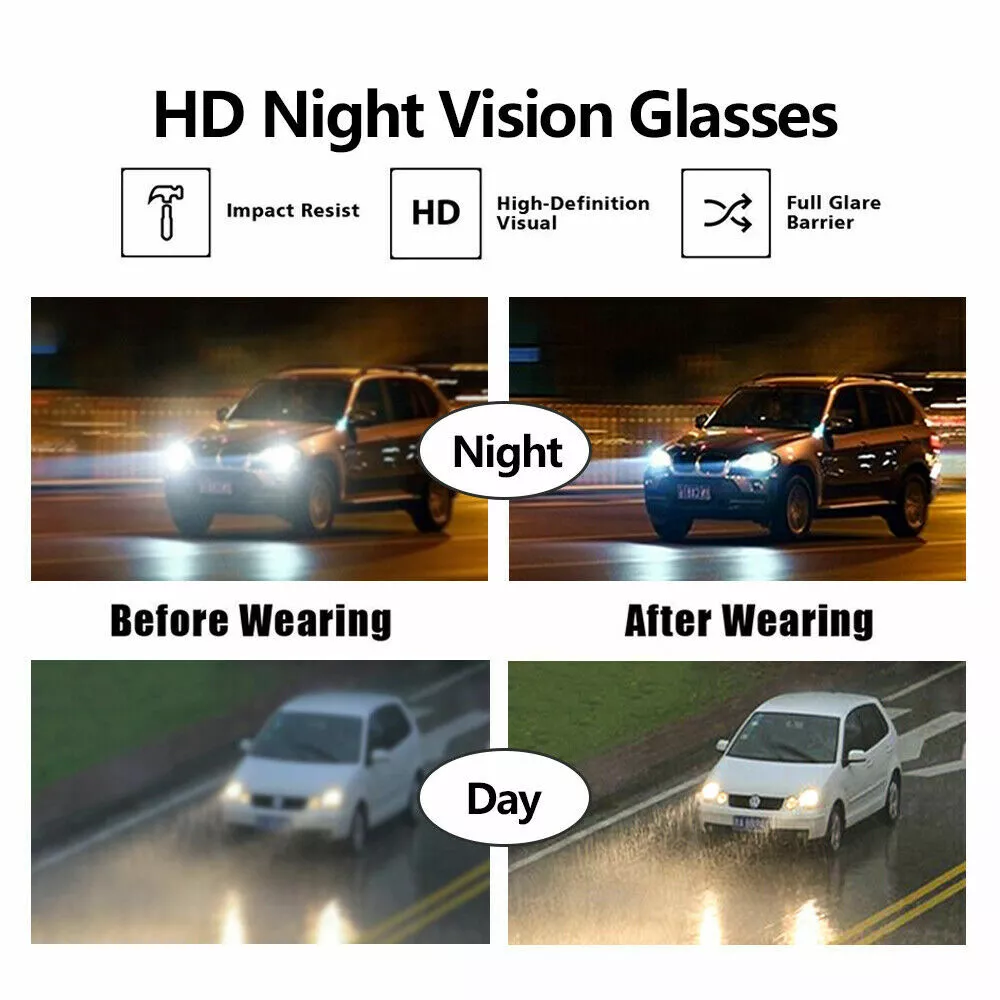 HD Unisex Night Vision Driving Glasses Anti Headlight High beam glare Sunglass