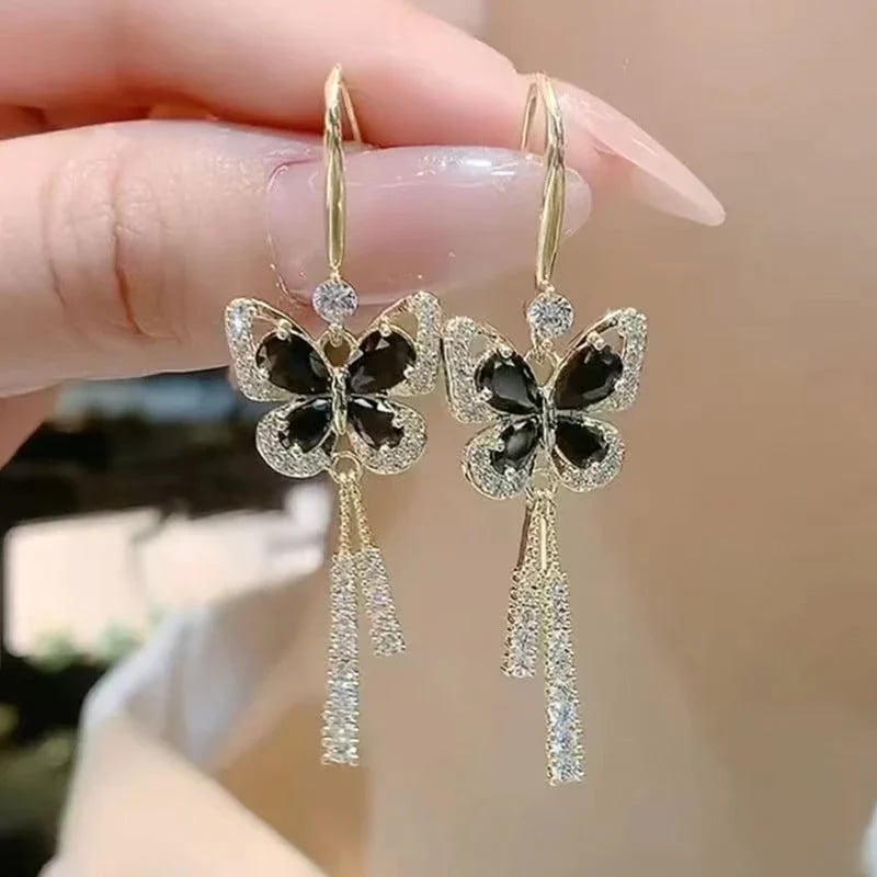 🔥HOT SALE NOW 49% OFF 🎁Crystal Butterfly Tassel Earrings