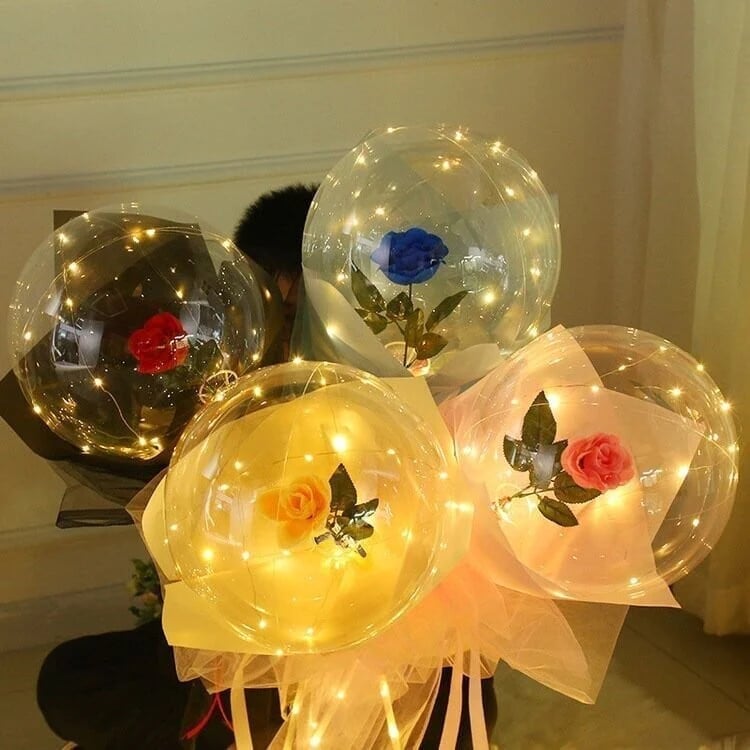 💕2024 Valentine's Day Hot Sale 🎈LED Luminous Balloon Rose Bouquet-( Buy 4 Free Shipping)