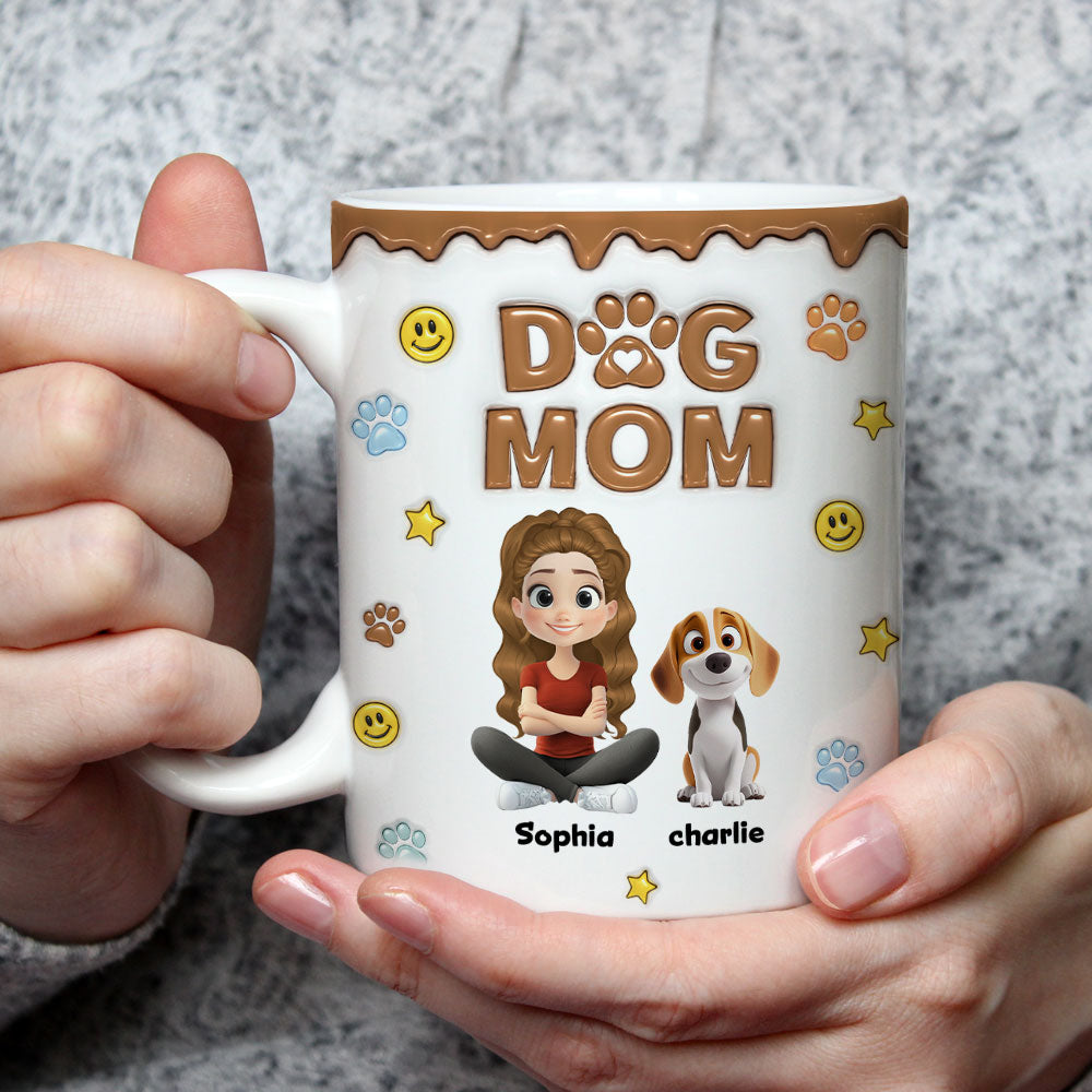 Dog Mom We Love You So Much -  3D Inflated Effect Mug