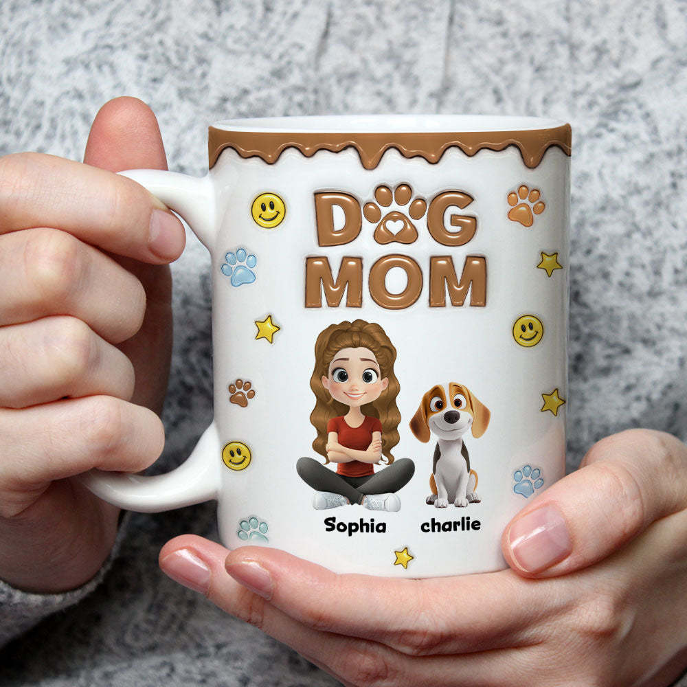 Dog Mom We Love You So Much -  3D Inflated Effect Mug