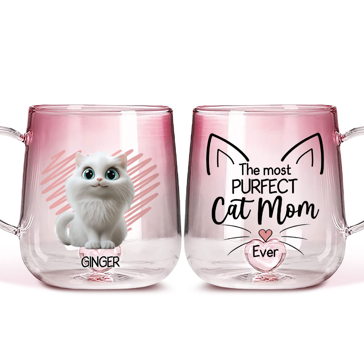 Purfect Mom -  Pink Gradient Glass Mug