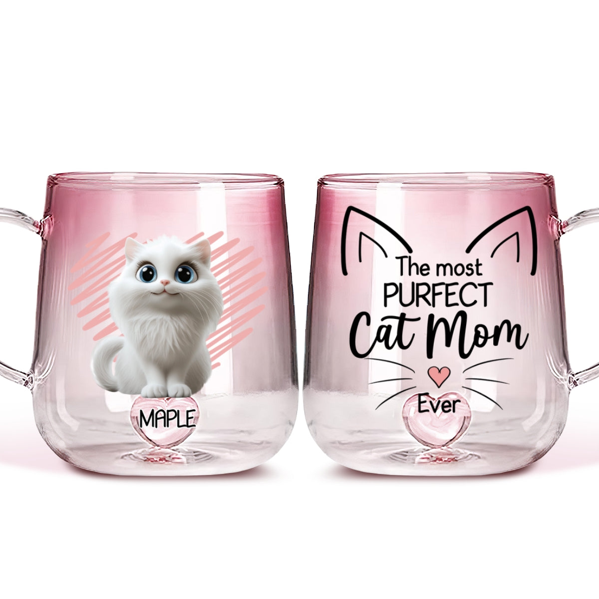 Purfect Mom -  Pink Gradient Glass Mug
