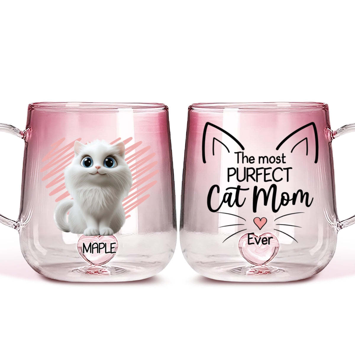 Purfect Mom -  Pink Gradient Glass Mug
