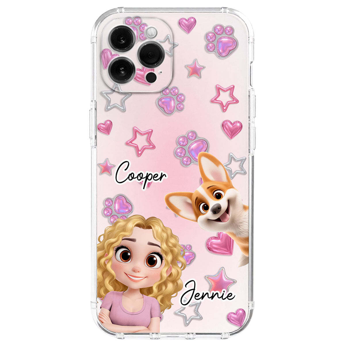 Lovely Girl And Her Dogs - 3D Effect Phone Case