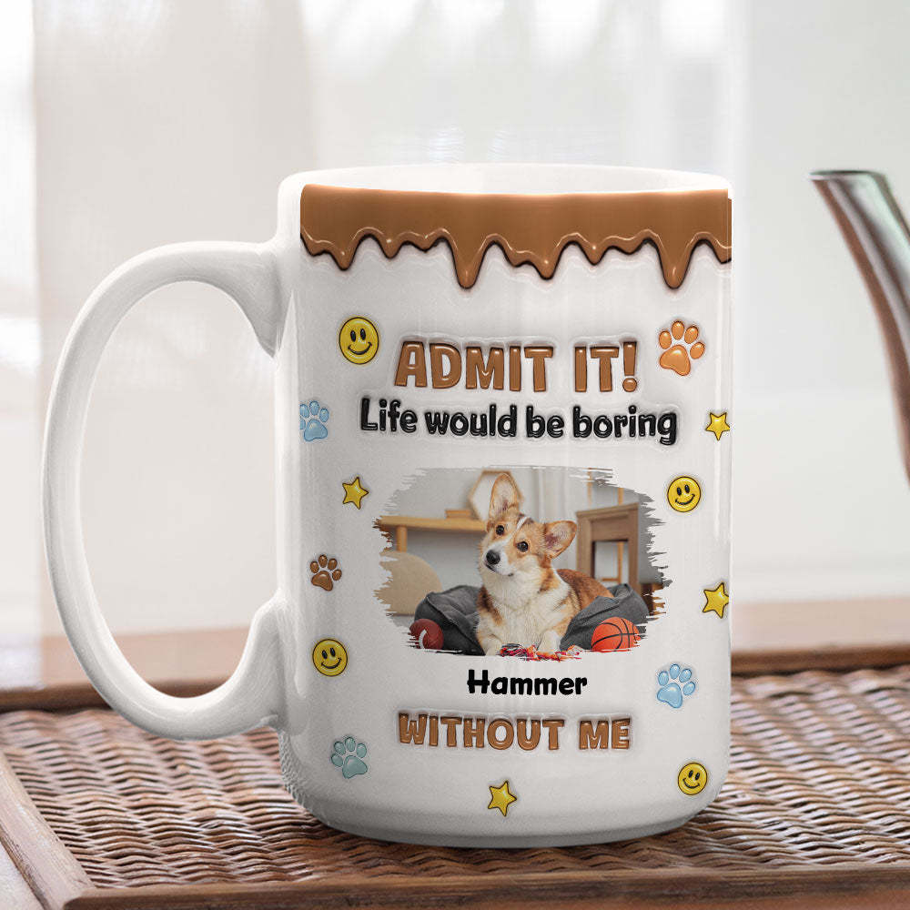 Dog Mom Dad Life Must Have Us Photo -  3D Inflated Effect Mug