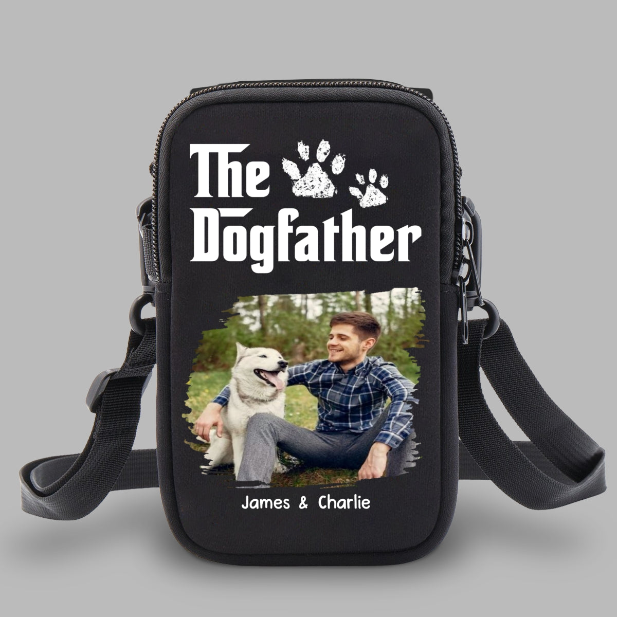 Cool Dog Father Photo - Personalized Custom Water Bottle Carrier Bag