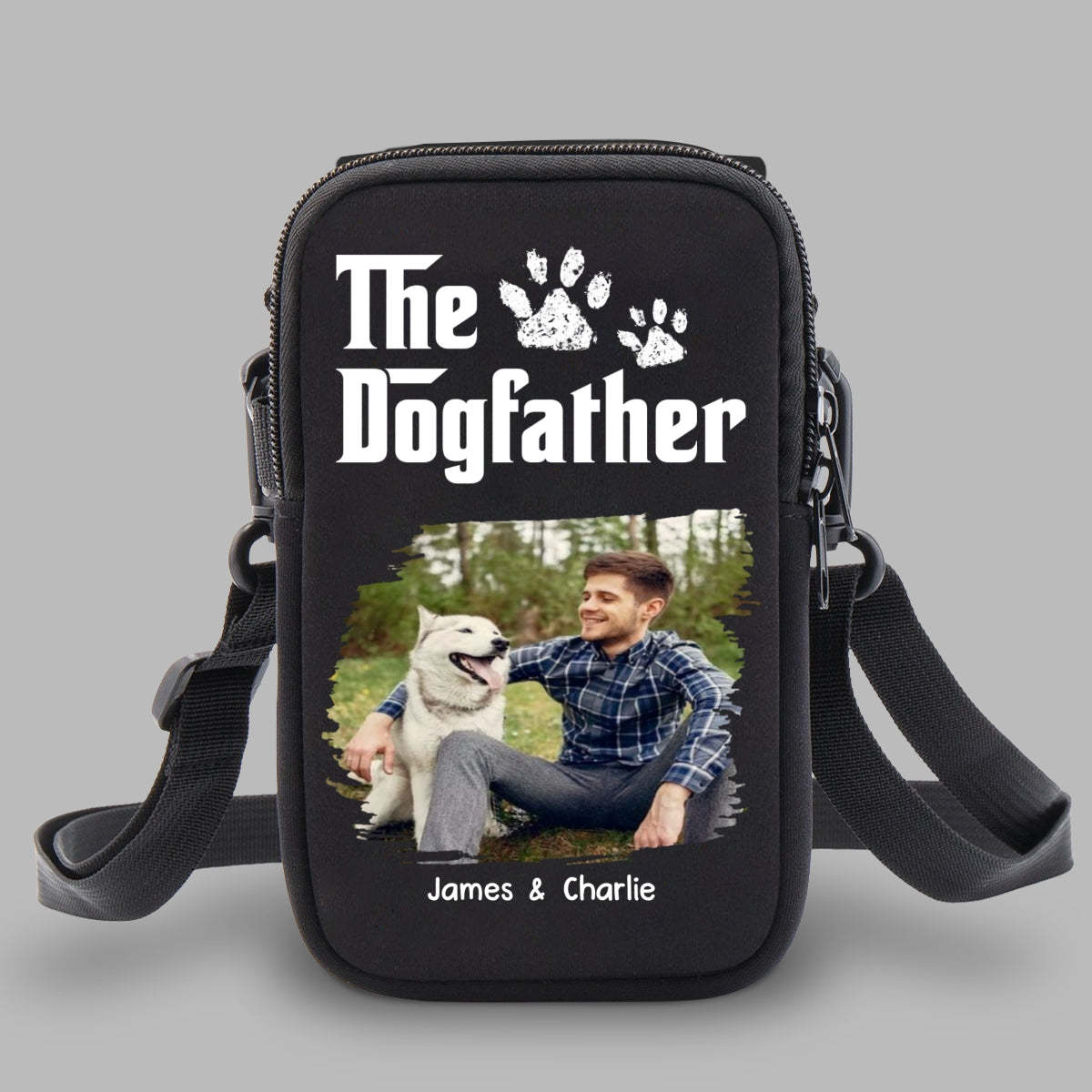 Cool Dog Father Photo - Personalized Custom Water Bottle Carrier Bag