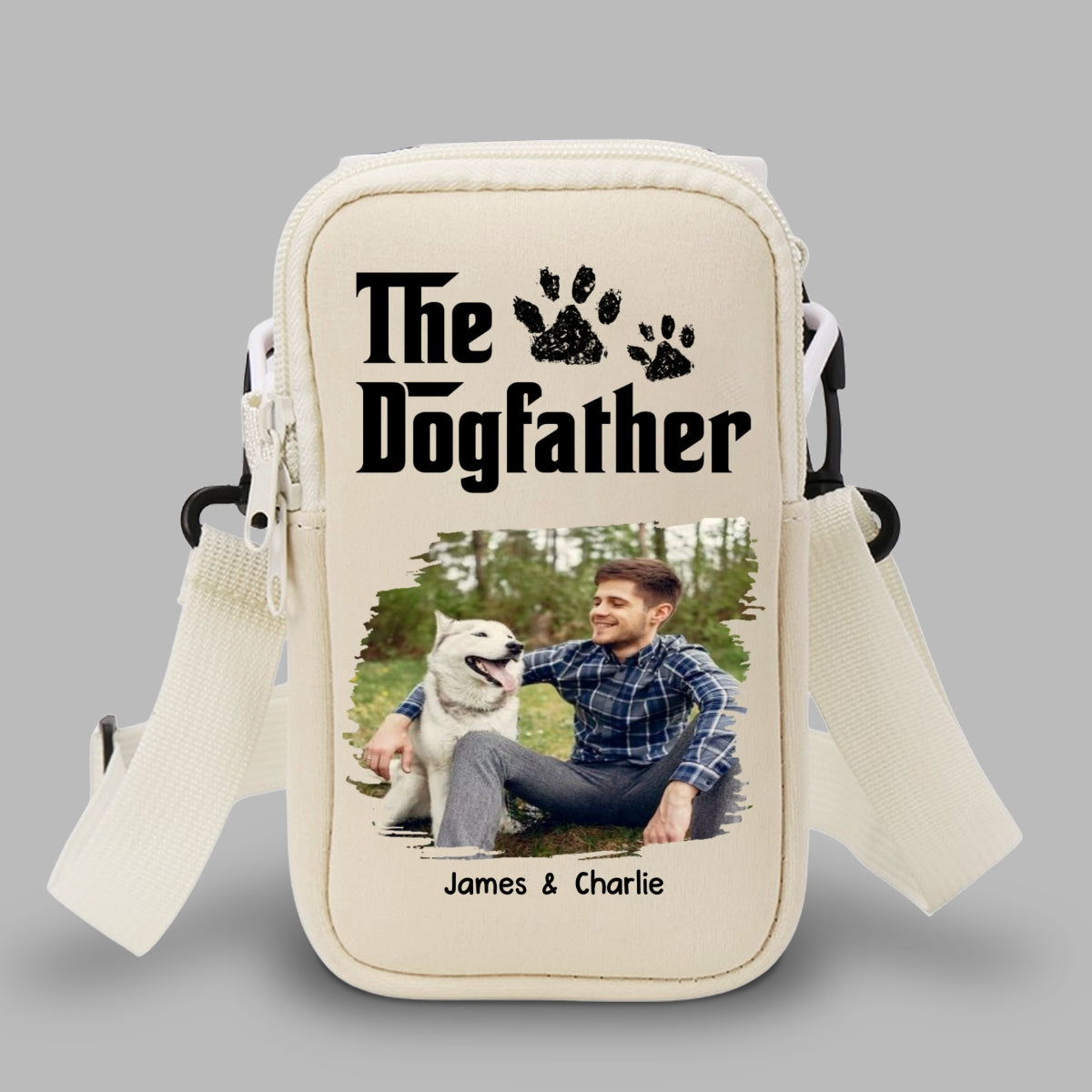 Cool Dog Father Photo - Personalized Custom Water Bottle Carrier Bag