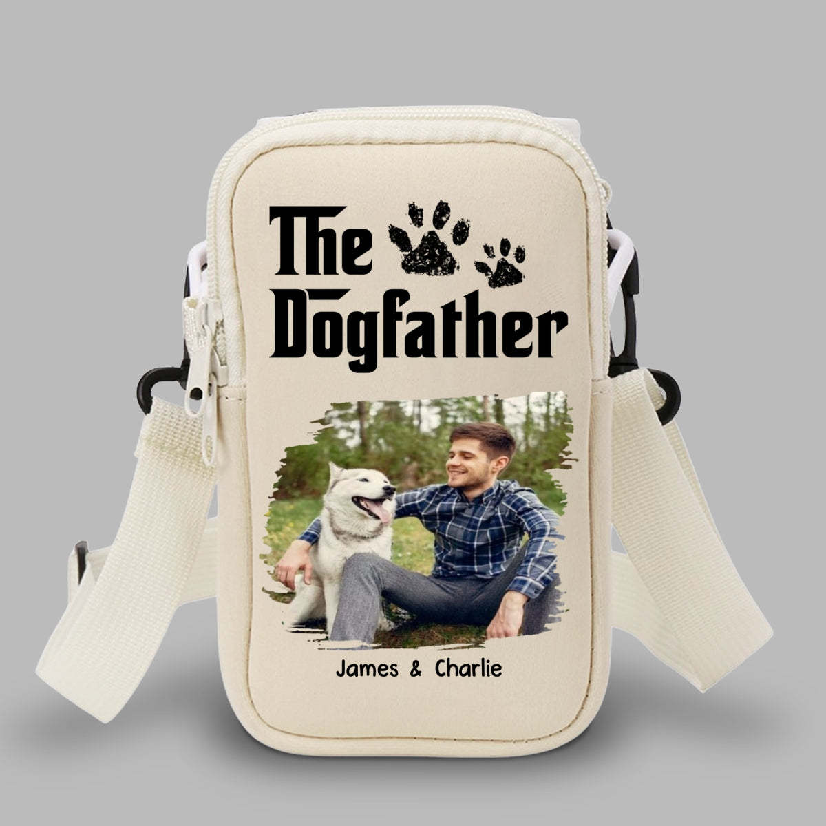 Cool Dog Father Photo - Personalized Custom Water Bottle Carrier Bag
