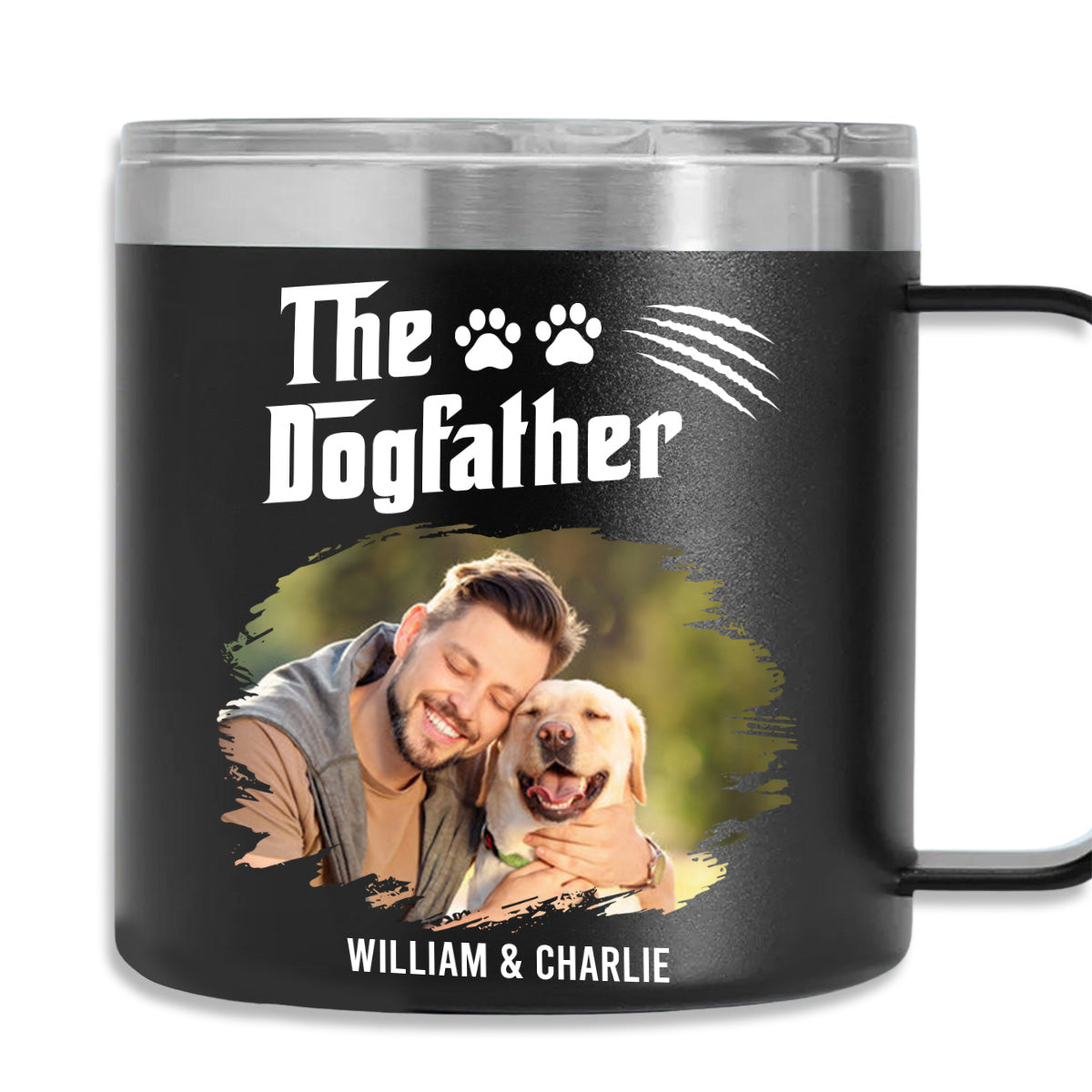 The Father Of Dog Photo -  14oz Stainless Steel Tumbler With Handle