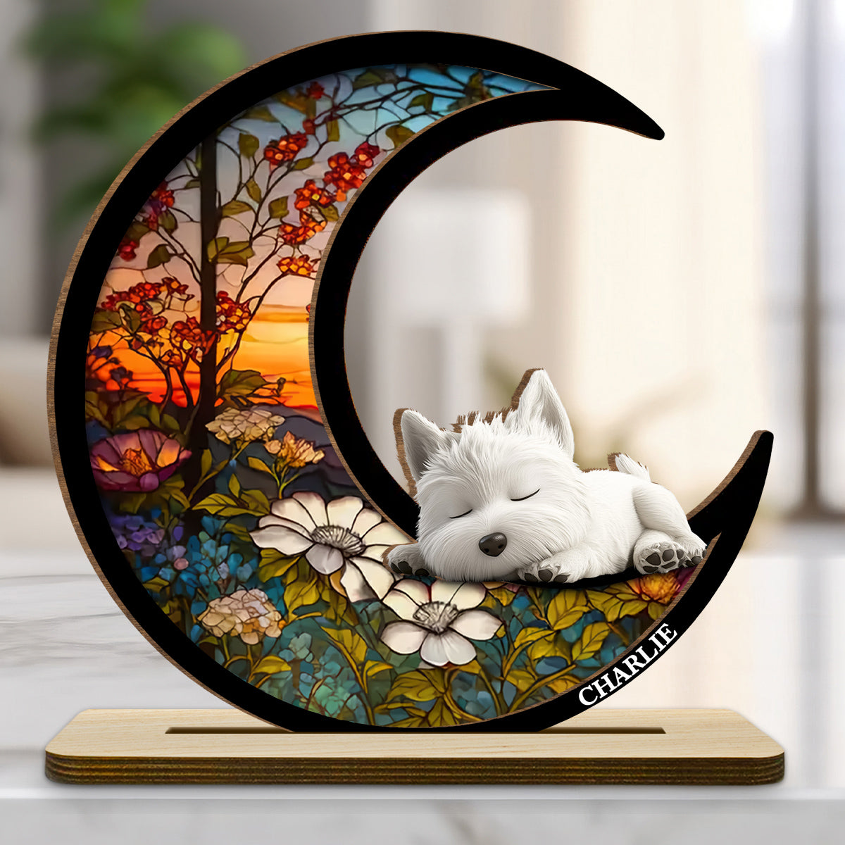 Dreaming Of Treats And Belly Rubs -  2-Layer Wood Plaque With Flat Base