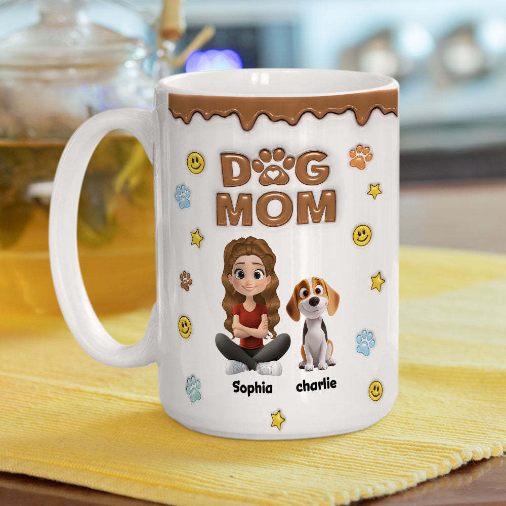 Dog Mom We Love You So Much -  3D Inflated Effect Mug
