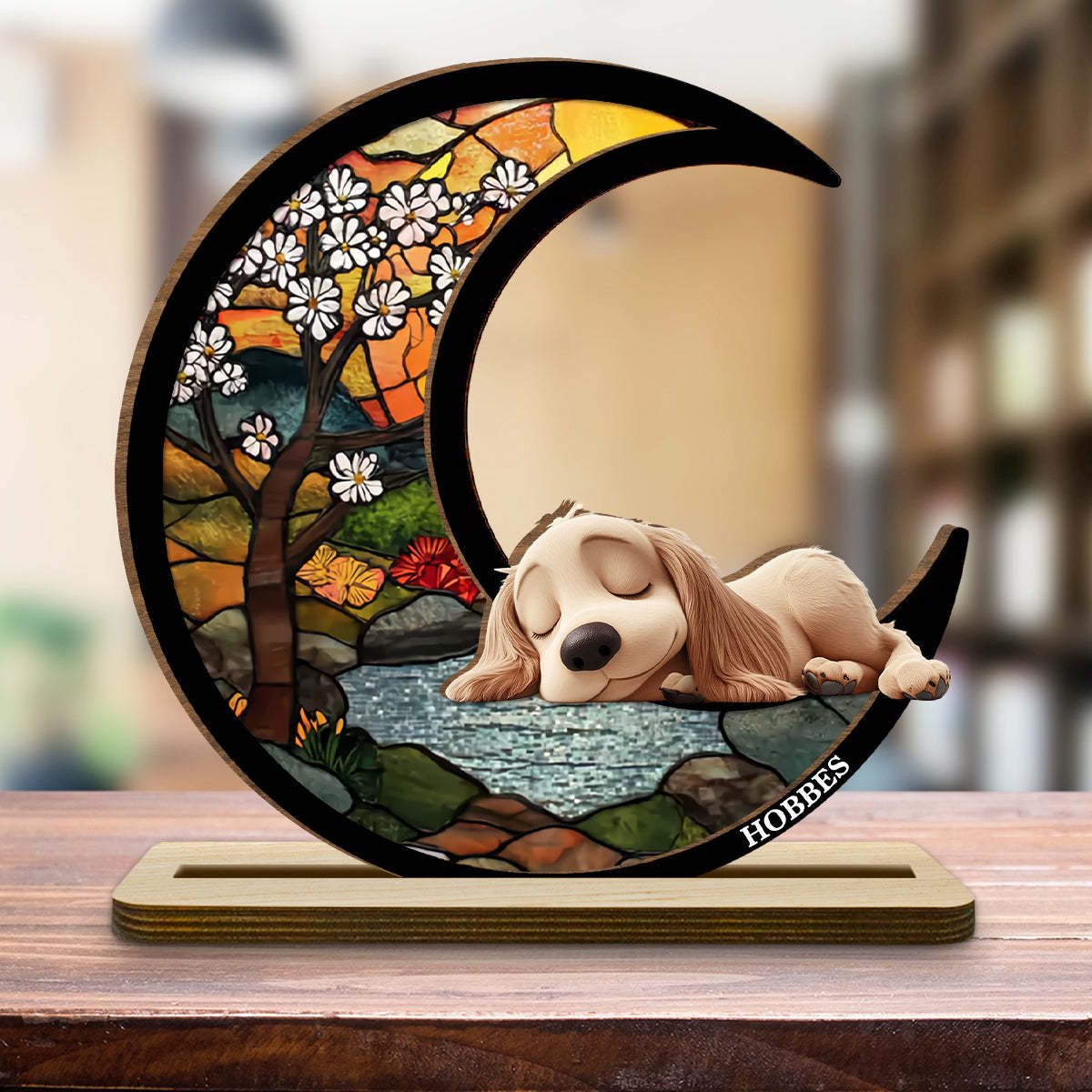 Dreaming Of Treats And Belly Rubs -  2-Layer Wood Plaque With Flat Base