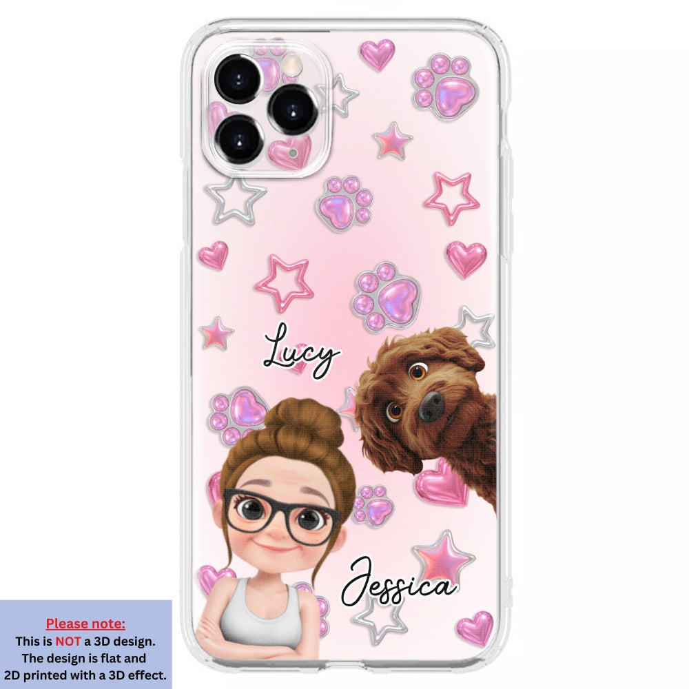 Lovely Girl And Her Dogs - 3D Effect Phone Case
