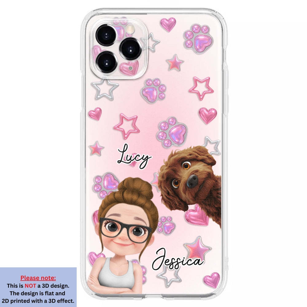 Lovely Girl And Her Dogs - 3D Effect Phone Case