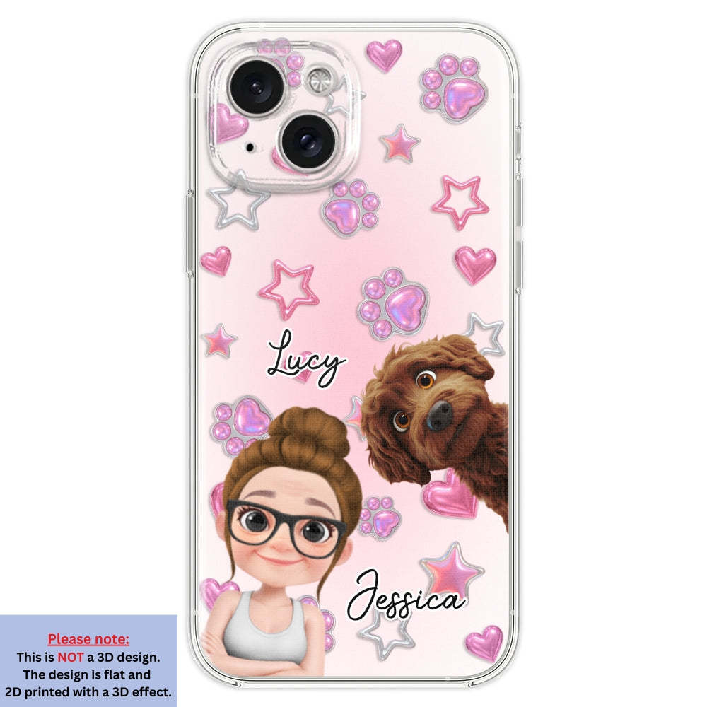 Lovely Girl And Her Dogs - 3D Effect Phone Case