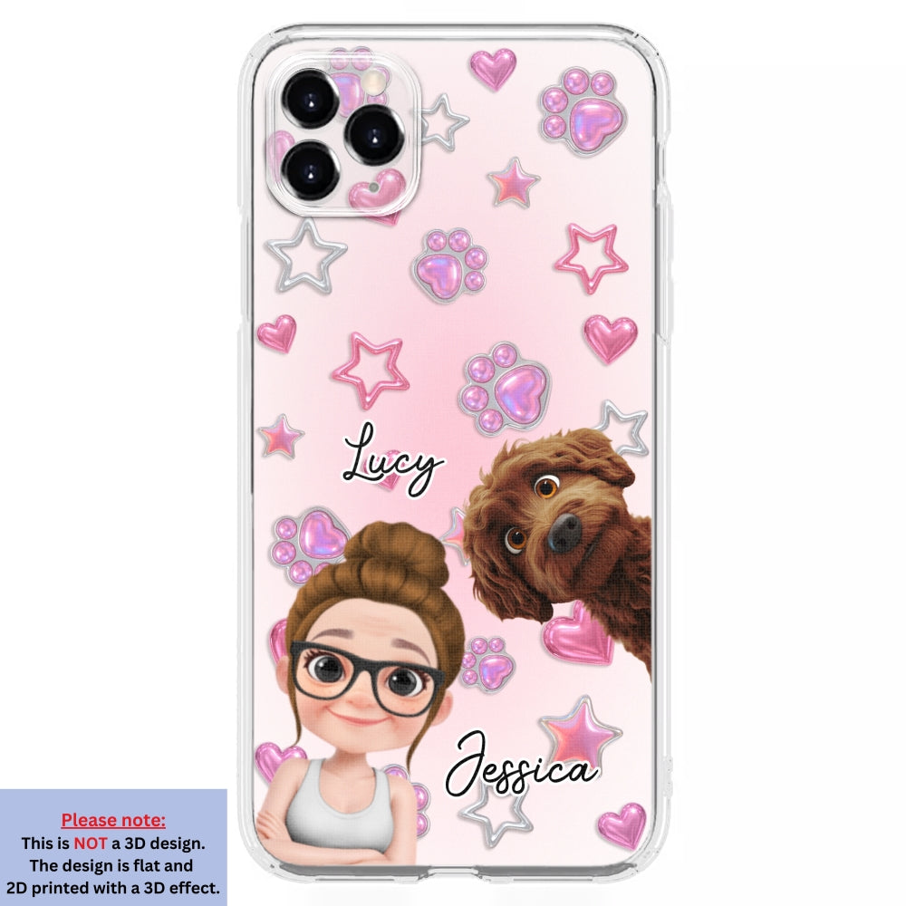 Lovely Girl And Her Dogs - 3D Effect Phone Case