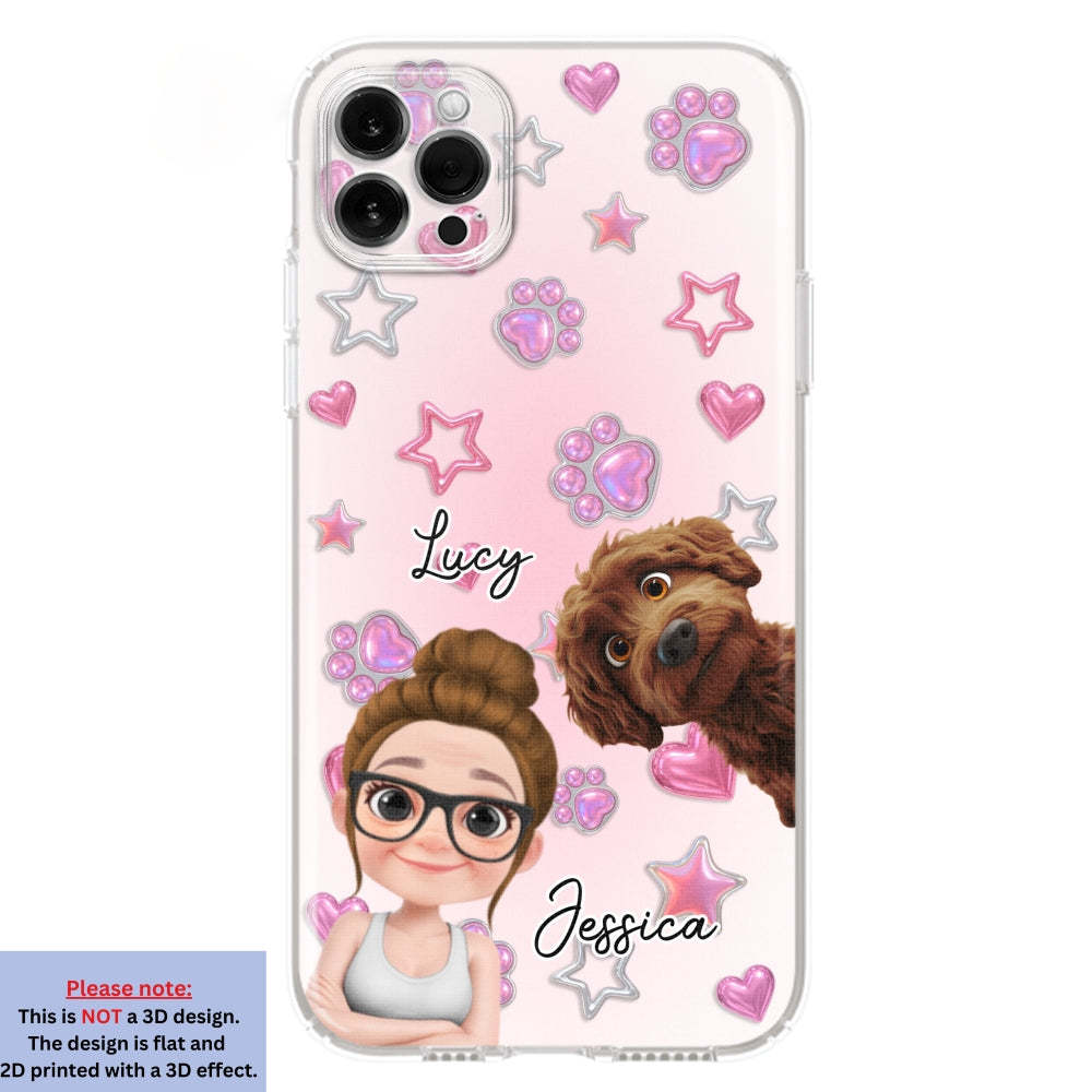 Lovely Girl And Her Dogs - 3D Effect Phone Case