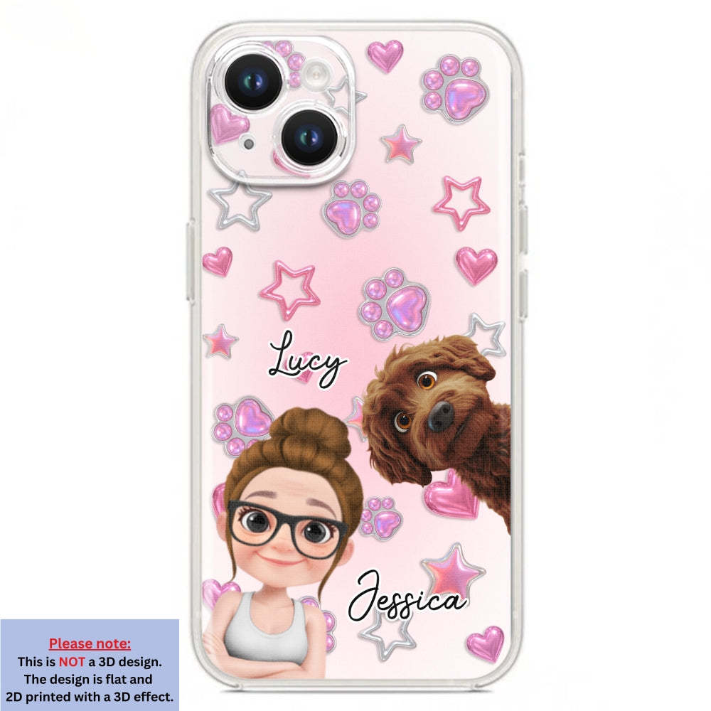 Lovely Girl And Her Dogs - 3D Effect Phone Case