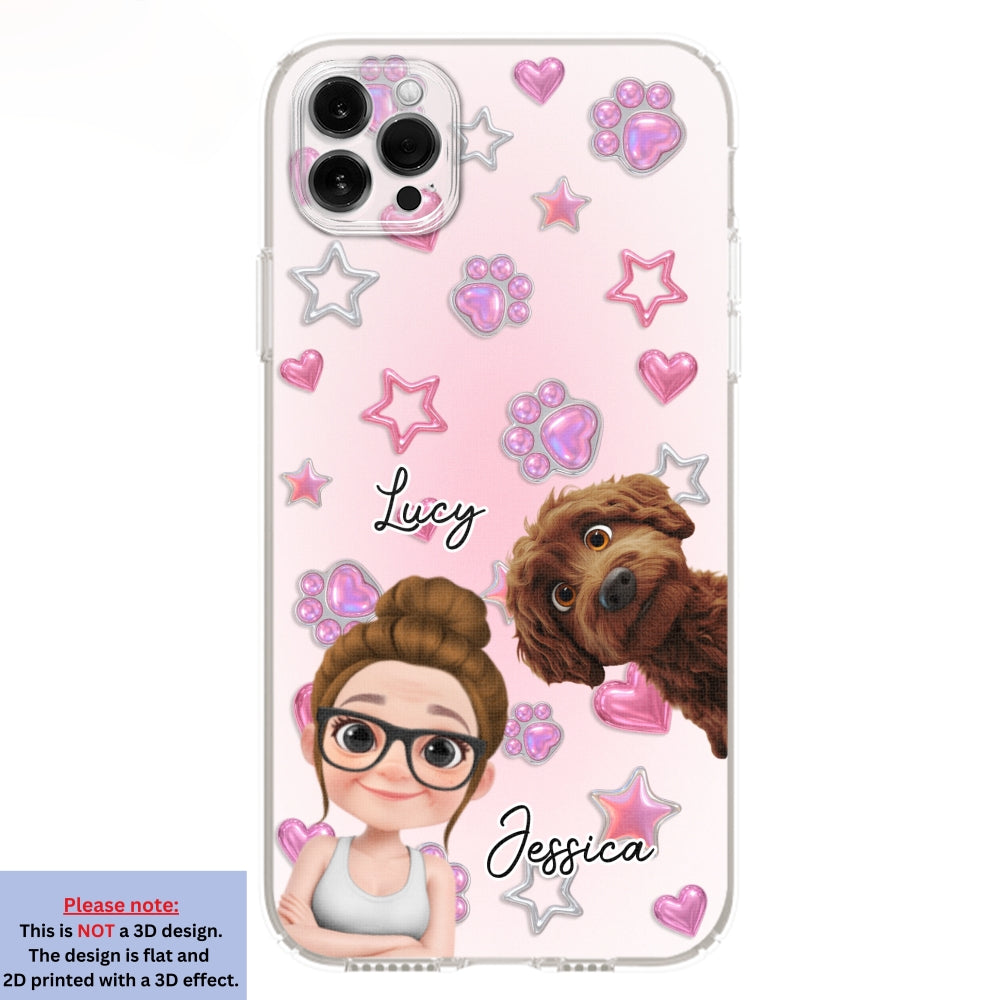 Lovely Girl And Her Dogs - 3D Effect Phone Case