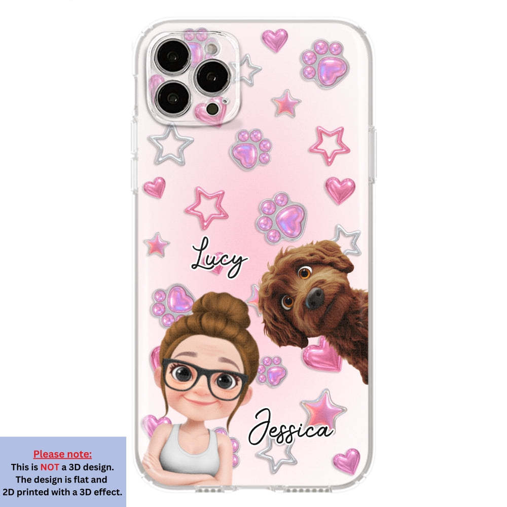 Lovely Girl And Her Dogs - 3D Effect Phone Case