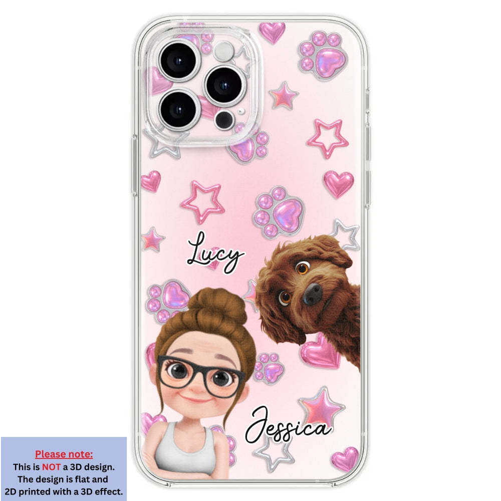 Lovely Girl And Her Dogs - 3D Effect Phone Case