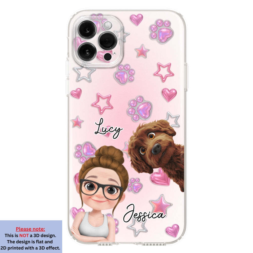Lovely Girl And Her Dogs - 3D Effect Phone Case