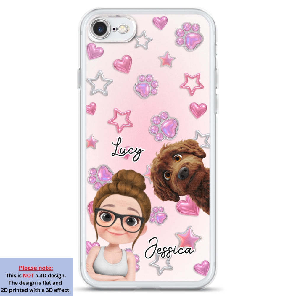 Lovely Girl And Her Dogs - 3D Effect Phone Case