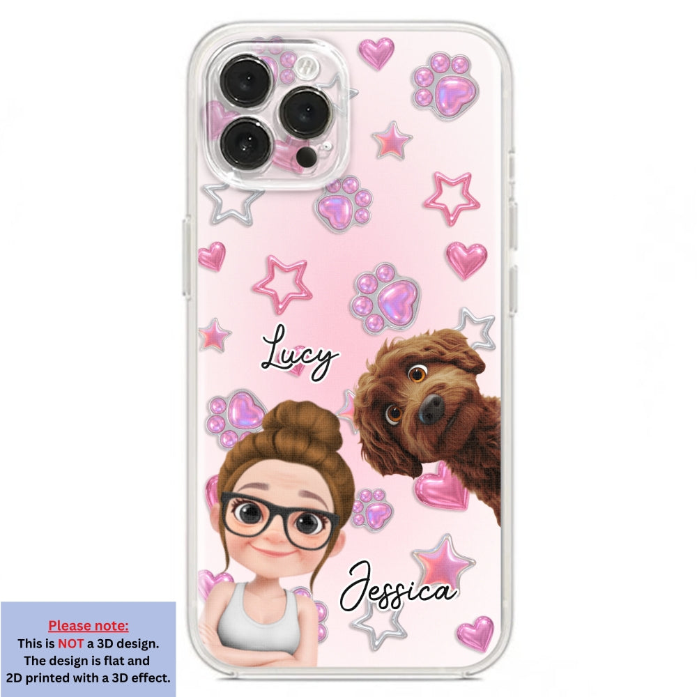 Lovely Girl And Her Dogs - 3D Effect Phone Case