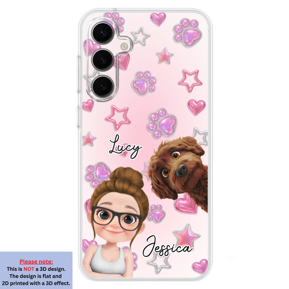 Lovely Girl And Her Dogs - 3D Effect Phone Case