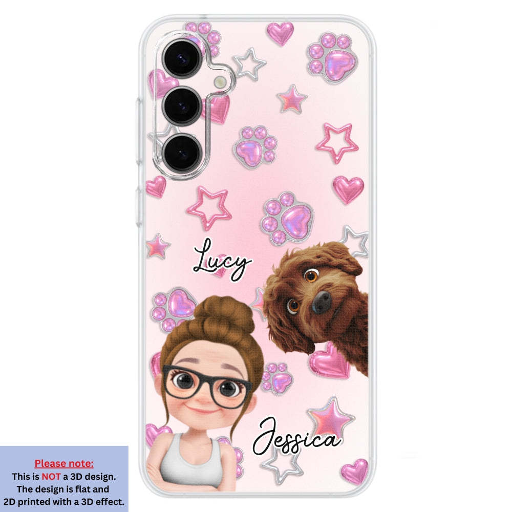 Lovely Girl And Her Dogs - 3D Effect Phone Case