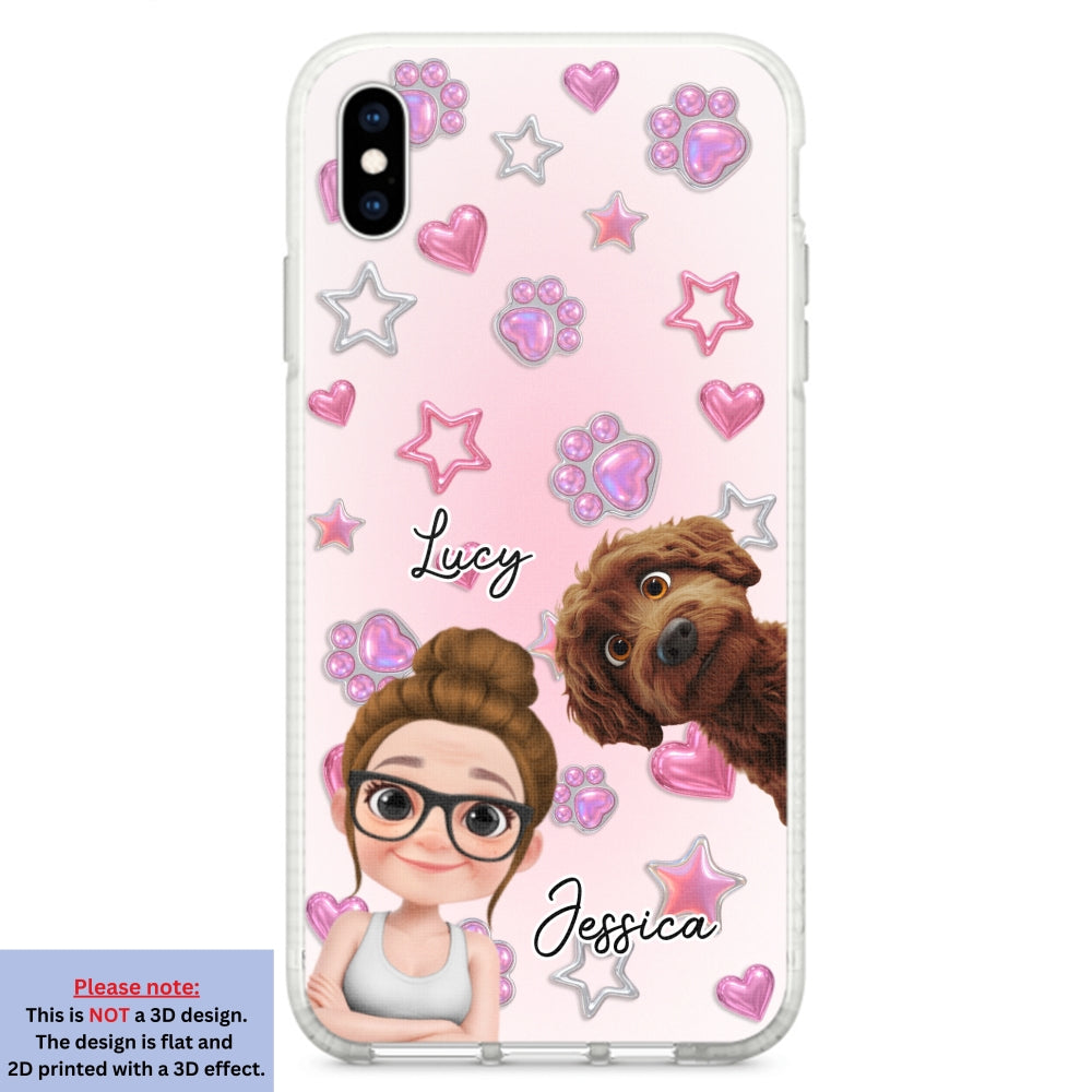 Lovely Girl And Her Dogs - 3D Effect Phone Case