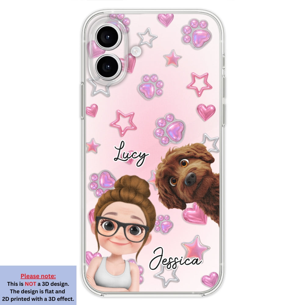 Lovely Girl And Her Dogs - 3D Effect Phone Case