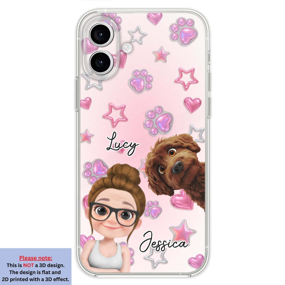 Lovely Girl And Her Dogs - 3D Effect Phone Case